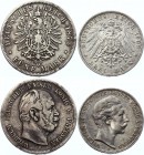 Germany - Empire Prussia 3 & 5 Mark 1875 - 1909 A & B
KM# 503 & 527; Silver