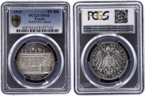 Germany - Empire Prussia 3 Mark 1910 Berlin University PROOF PCGS SP64
J. 107; Schaaf 107/G1; Berlin University Probe. Wilhelm II., 1888-1918. Preuss...