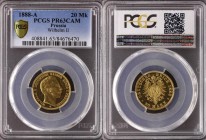 Germany - Empire Prussia 20 Mark 1888 A PROOF PCGS PR63CAM
KM# 516, J. 250; Gold; Wilhelm II