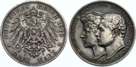 Germany - Empire Saxe-Weimar-Eisenach 3 Mark 1910 A
KM# 221; J. 162; Wilhelm Ernst; Grand Duke’s Second Marriage - Feodora; Silver; XF