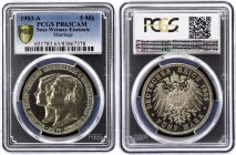 Germany - Empire Saxe-Weimar-Eisenach 5 Mark 1903 A PROOF PCGS PR63 CAM
KM# 218, Jaeger# 159; Wilhelm Ernst Duke's Marriage. Silver, Proof, PCGS PR63...