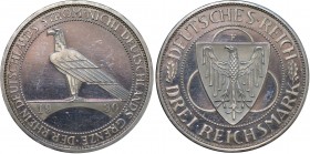 Germany - Weimar Republic 3 Reichsmark 1930 F PROOF
KM# 70; J. 345; Liberation of Rhineland. Silver, Proof.