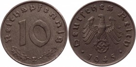 Germany - Third Reich 10 Pfennig 1945 E Key Date
KM# 101; Zink 3,50g.; XF+