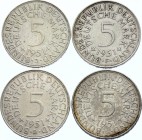 Germany - FRG 5 x 5 Mark 1951 D, G, J, F
KM# 112; Silver; XF