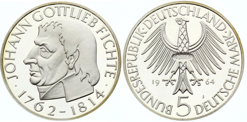 Germany - FRG 5 Mark 1964 (2002) J
Silver Proof; Fichte; Official Restrike