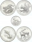 Germany Lot of 5 Silver Medals "Animal World" 2000
Silver (.999); 90,4 g. Fine; Various Animals Motives