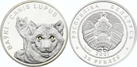 Belarus 20 Roubles 2007
KM# 168; Silver Proof With Stones; Wolf