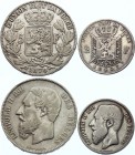 Belgium 2 & 5 Francs 1867 -76
Leopold II; Silver; VF