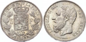Belgium 5 Francs 1869
KM# 24; Silver; Léopold II.