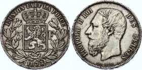 Belgium 5 Francs 1873 Position "B"
KM# 24; Leopold II; Silver; VF