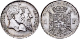 Belgium 1 Franc 1880
KM# 38; Silver 4,98g.; AUNC