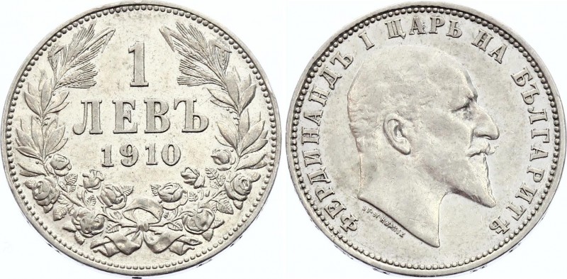 Bulgaria 1 Lev 1910
KM# 28; Silver, AUNC, mint luster.