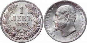 Bulgaria 1 Lev 1913
KM# 31; Silver 5,03g.; Ferdinand I; UNC
