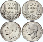 Bulgaria 2 x 100 Leva 1934-37
KM# 45; Boris III; Silver; XF