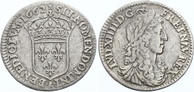 France Ecu 1662 A
Dav. #3802; KM# 211.1; Louis XIV; Mint: Paris; Silver; VF-XF