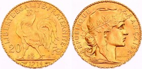 France 20 Francs 1914
KM# 857; Gold (.900), 6.45g. UNC.