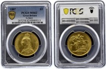 Great Britain 2 Pounds 1887 PCGS MS62
KM# 768; Gold (.917). 16,0g, UNC.