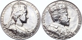 Great Britain Coronation Medal Edward VII with Alexandra 1901 - 1910
BHM 3737; Eimer 1871b; Silver 12.64g 30mm; Dated 9 August 1902. EDWARD VII CROWN...