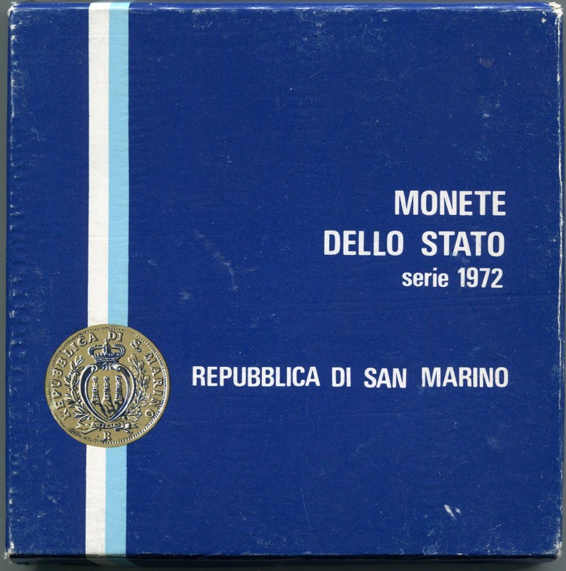 San Marino Set of 8 Coins 1972
KM# MS1; With Silver; In Original Box; The Certi...