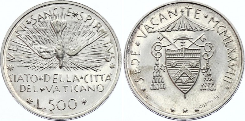 Vatican 500 Lire 1978
KM# 140; Paul VI; Silver; UNC