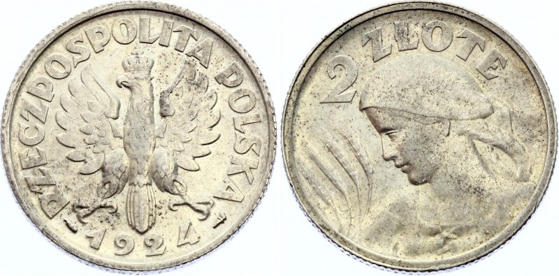 Poland 2 Zlote 1924
Y# 16; Silver; Philadelphia Mint. AUNC.