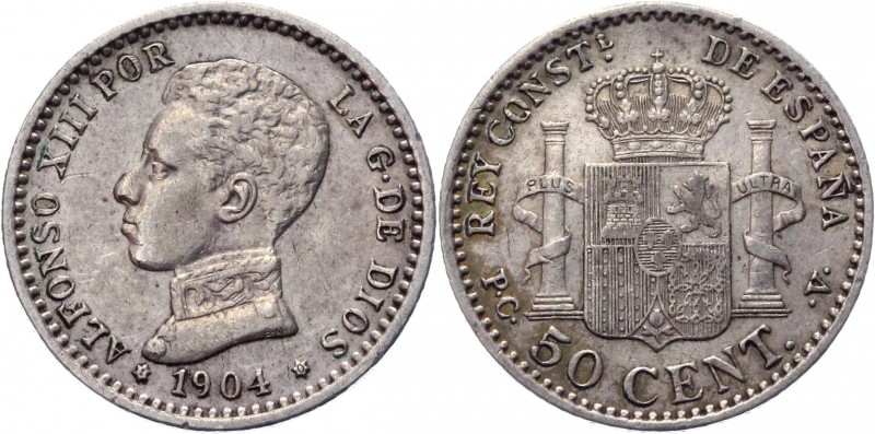 Spain 50 Centimos 1904
KM# 723; Silver 2,50g.; XF+