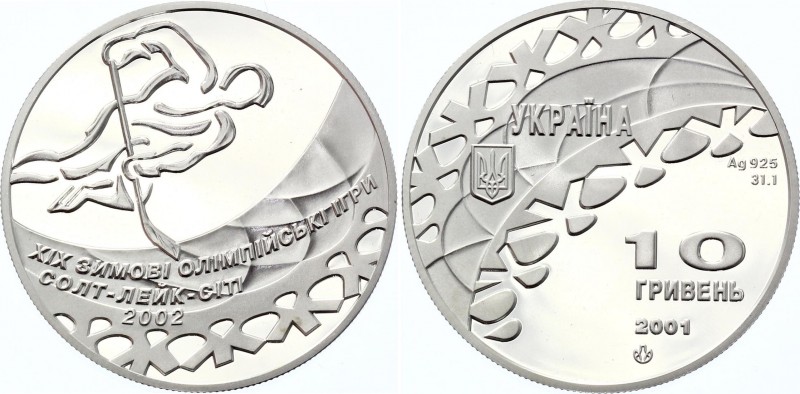 Ukraine 10 Hryvnia 2001 Ice Dancing Rare
KM# 131; Silver, Proof. Mintage 15000.