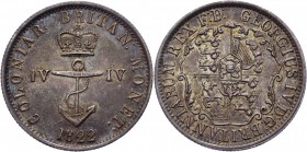 British West Indies 1/4 Dollars 1822
KM# 3; Silver 6,72g.; AUNC