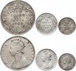 British India Set of 3 Silver Coins 1862 -1900
2 Annas - 1/4 Rupee - 1 Rupee; Victoria; Silver; VF-XF