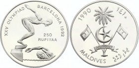 Maldives 250 Rufiyaa 1992
Silver Proof; Swimmers