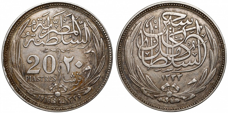 Egypt 20 Piastres 1916 
KM#321; Silver 27.97g 40mm; XF/aUNC