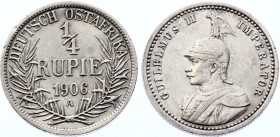 German East Africa 1/4 Rupie 1906 A
KM# 8; Silver; Wilhelm II; XF+/AUNC- with hairlines
