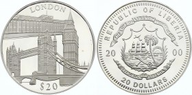 Liberia 20 Dollars 2000
KM# 639; Silver Proof; London