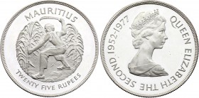 Mauritius 25 Rupees 1977
KM# 43a; Queen’s Silver Jubilee; Silver; Proof
