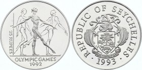 Seychelles 25 Rupees 1993
KM# 70; Silver Proof; (.925) 31g; Women Gymnasts