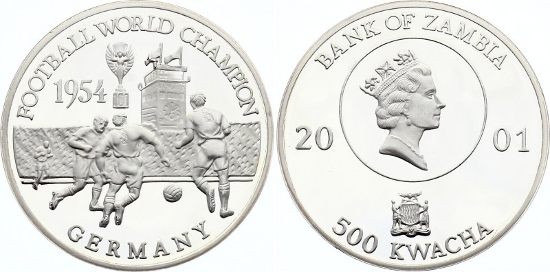 Zambia 500 Kwacha 2001
KM# 156; Silver Proof, Germany World Champion 1954