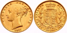 Australia 1 Sovereign 1877 S
KM# 6; Gold (.917), AUNC.