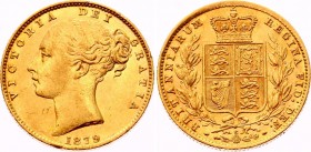 Australia 1 Sovereign 1879 S
KM# 6; Gold (.917), AU-UNC, remains of mint luster.