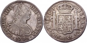 Bolivia 8 Reals 1795 PTP PP
KM# 73; Silver 26,72g.; Charles IV; XF