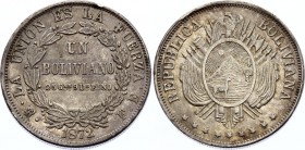 Bolivia 1 Boliviano 1872 PTS FE
KM# 155.4; Silver; XF+ With Nice Toning!
