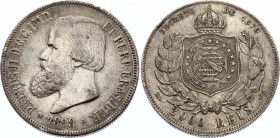 Brazil 2000 Reis 1888
KM# 485; Silver; Pedro II