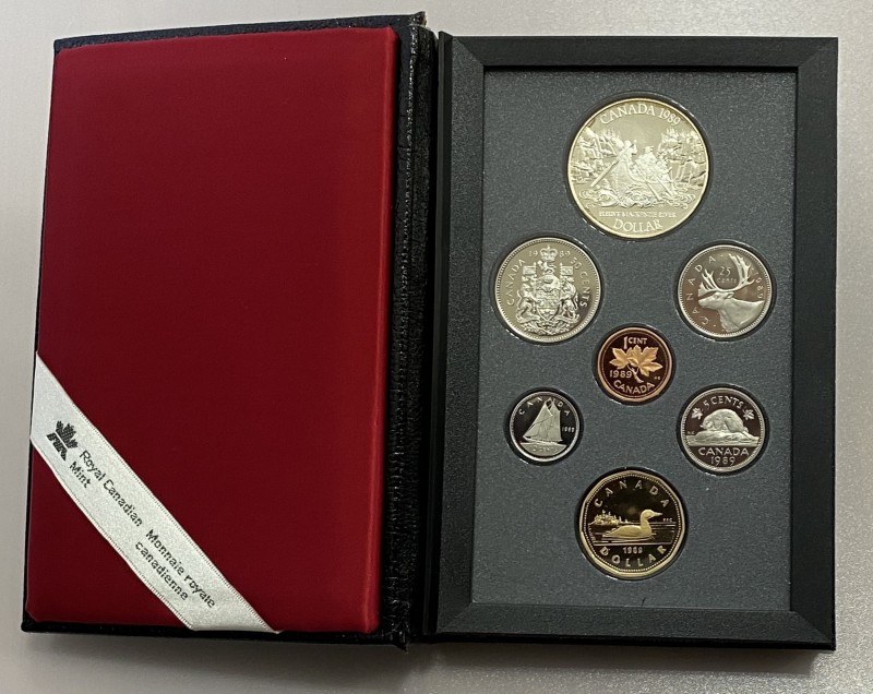 Canada Mint Proof Set 1989
KM# PS9; Proof Set With Silver; In Original Leather ...