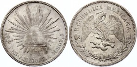Mexico 1 Peso 1908 MO AM
KM# 409.2; Silver; XF+ With Nice Toning!