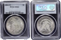 United States Morgan Dollar 1884 CC PCGS MS61
KM# 110; Silver, UNC.