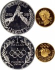 United States Seoul Olympic Games 2 Coins Set with 5 Gold Dollars 1988 S Original Box & Certificate
KM# 222-223; Silver; Gold; Proof