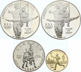 United States Atlatla Olympic Games 4 Coins Set with 5 Gold Dollars 1995 S Original Box & Certificate
In original box with COA. 1 x 5$ & 2 x 1$ & 1 x...