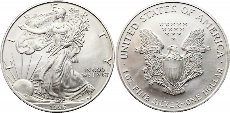 United States 1 Dollar 1996
KM# 273; Silver; "American Silver Eagle" (Bullion C...