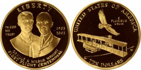United States 10 Dollars 2003 S Wright Brothers Original Box & Certificate
KM# 350; Gold (900) 16,718g.; Proof