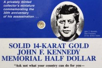 United States Solid 14K Gold John F Kennedy Coin 1993
In Original Package - Certifcate; Gold 3.36g