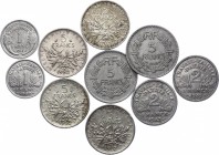 France Lot of 10 Coins 1941 - 1963
With Silver; Various Dates & Denomonations